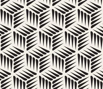 Vector Seamless Black and White Thorn Shape Cubic Geometric Pattern Illustrazione stock