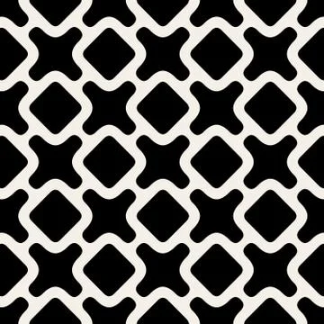 Vector Seamless Black And White Rounded Shape Pattern Stock Illustration