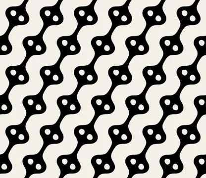 Vector Seamless Black And White Circles Parallel Lines Pattern 스톡 일러스트