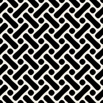 Vector Seamless Black And White Rounded Shape Pattern Stock Illustration