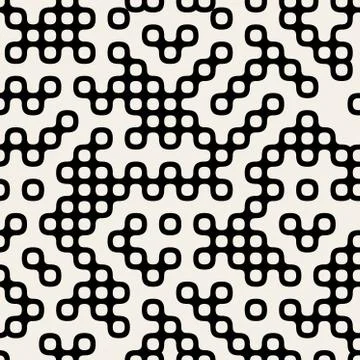 Vector Seamless Black and White Abstract Irregular Geometric Pattern Stock Illustration