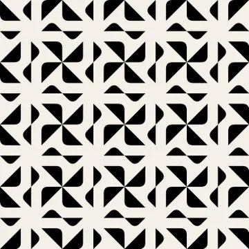 Vector Seamless Black And White Rounded Triangle Spyral Geometric Pattern Illustrazione stock