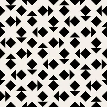 Vector Seamless Black And White Triangle Square Geometric Pattern Illustrazione stock