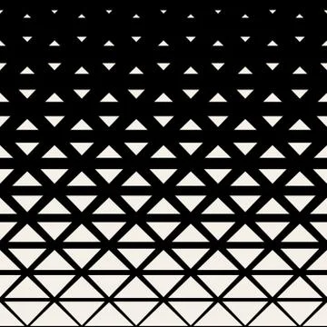 Vector Seamless Black And White Triangle Grid Halftone Pattern Stock Illustration