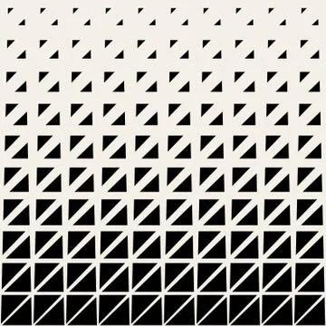 Vector Seamless Black And White Triangle Grid Halftone Pattern Stock Illustration