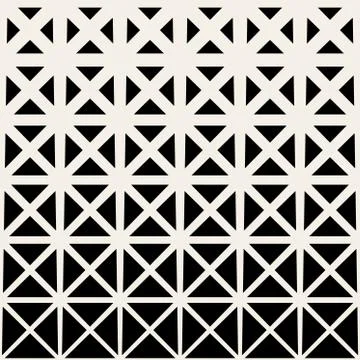Vector Seamless Black And White Triangle Grid Halftone Pattern 스톡 일러스트
