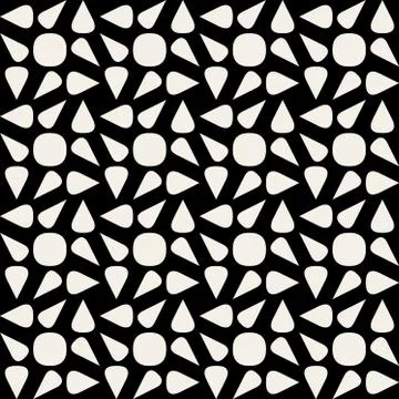 Vector Seamless Black And White Rounded Drop Shape Circle Geometric Pattern イラスト素材