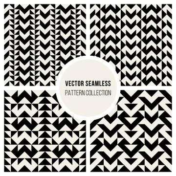 Vector Seamless Black and White Triangle Ethnic Pattern Stock Illustration