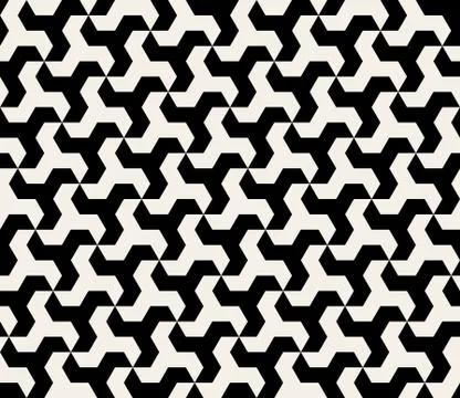 Vector Seamless Black and White Hexagonal Triangle Shape Pattern Illustrazione stock