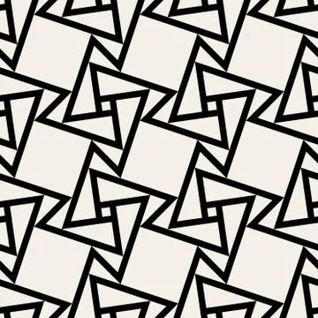 Vector Seamless Black and White Geometric Square Tile Pattern Stock Illustration