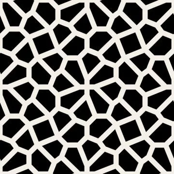 Vector Seamless Black and White Geometric Lace Pavement Pattern Stock Illustration