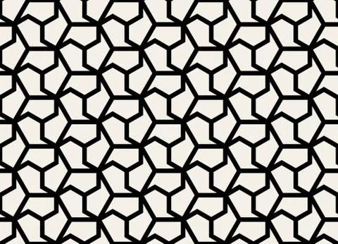 Vector Seamless Black and White  Hexagonal Shape Pattern Stock Illustration