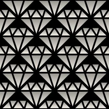 Vector Seamless Black And White Gradient Crystal Line Art Pattern Illustrazione stock
