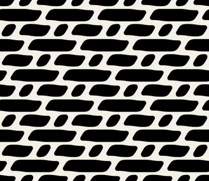 Vector Seamless Black And White Rounded Dashed Lines Pattern イラスト素材