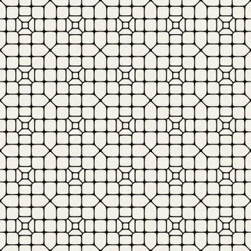 Vector Seamless Black And White Abstract Geometric Rounded Pavement Pattern Stock Illustration
