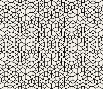 Vector Seamless Black And White Abstract Geometric Rounded Lace Pavement Pattern Illustrazione stock
