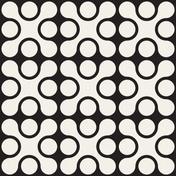 Vector Seamless Black And White Rounded Cross Square Pattern イラスト素材