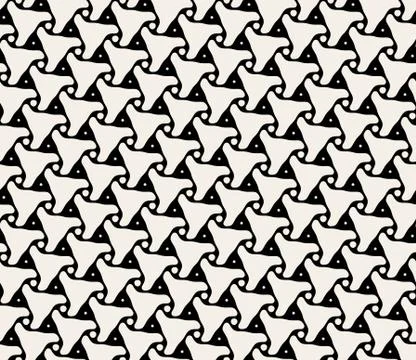 Vector Seamless Black And White Triangle Organic Rounded Line Pattern Illustrazione stock