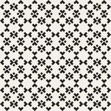 Vector Seamless Black And White Simple Ethnic Square Pattern Illustrazione stock