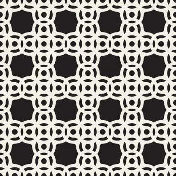 Vector Seamless Black And White Circle Arc Square Pattern Illustrazione stock