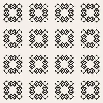 Vector Seamless Black And White Simple Ethnic Square Pattern Illustrazione stock
