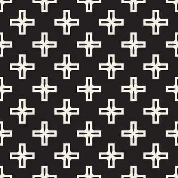 Vector Seamless Black And White Simple Cross Square Pattern Illustrazione stock