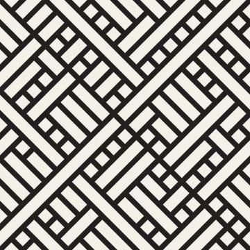 Vector Seamless Black and White Rectangular Geometric Intersecting Lines Square Stock Illustration