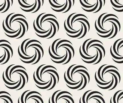 Vector Seamless Black and White Spiral Geometry Circle Optical Illusion Pattern Illustrazione stock