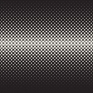 Vector Seamless Black and White  Cross Halftone Grid Gradient Pattern Geometric Stock Illustration