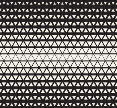 Vector Seamless Black and White  Triangles Halftone Grid Gradient Pattern Illustrazione stock