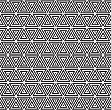 Vector Seamless Black and White Triangles Line Grid Pattern Stock Illustration