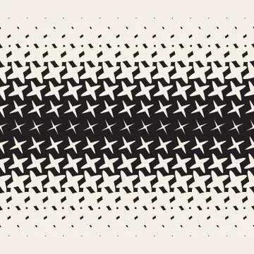 Vector Seamless Black and White Morphing Star Halftone Grid Gradient Pattern イラスト素材