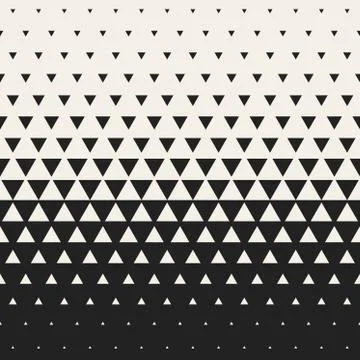 Vector Seamless Black and White Morphing Triangle Halftone Grid Gradient Pattern Illustrazione stock