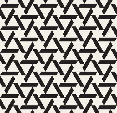 Vector Seamless Black and White Geometric Triangle Star Lines Tiling Pattern 스톡 일러스트