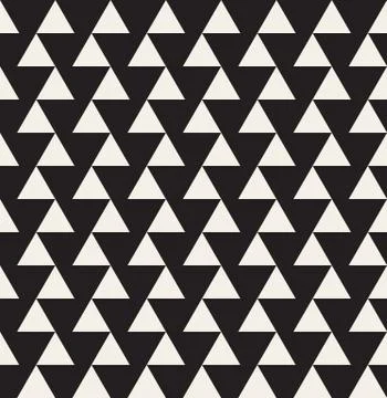 Vector Seamless Black and White Geometric Triangle Tiling Pattern Stock Illustration
