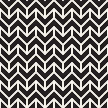 Vector Seamless Black and White Geometric  Chevron Line Tiling Pattern Stock Illustration