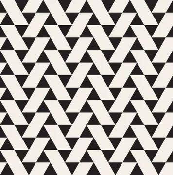Vector Seamless Black and White Geometric Triangle Tiling Pattern Stock Illustration