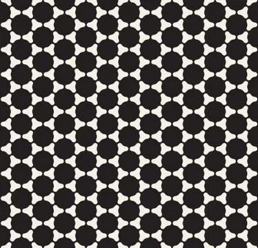 Vector Seamless Black and White Rounded Circle Grid Simple Pattern 스톡 일러스트