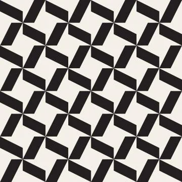Vector Seamless Black And White  Geometric Stars Rectangles Pattern イラスト素材