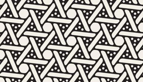 Vector Seamless Black And White Rounded Spiral Circles Hexagonal Shape Pattern Stock Illustration