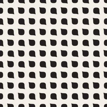 Vector Seamless Black and White Rounded Drop Shape Grid Pattern Stock Illustration