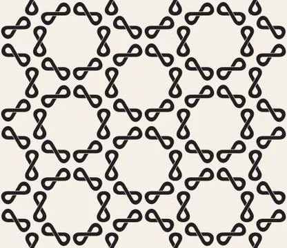 Vector Seamless Black and White Infinity Sign Rounded  Pattern Stock Illustration