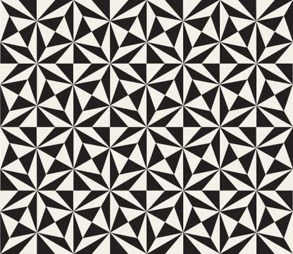 Vector Seamless Black and White Triangle Star Tiling Pattern 스톡 일러스트