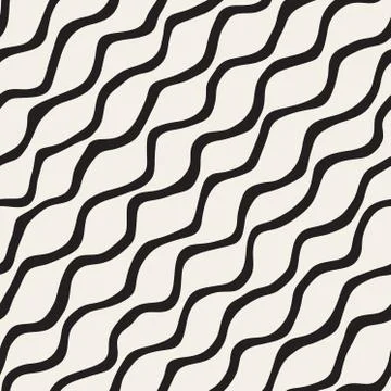 Vector Seamless Black and White Hand Drawn ZigZag Diagonal Stripes Pattern 스톡 일러스트