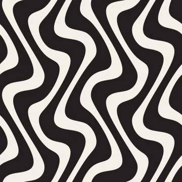 Vector Seamless Black and White Wavy Lines Pattern Stock Illustration