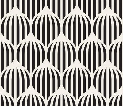 Vector Seamless Black And White Lines Lattice Pattern Stockillustratie