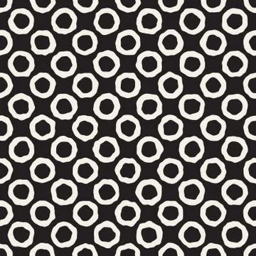 Vector Seamless Black And White Jumble Circles Pattern イラスト素材