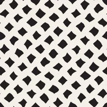 Vector Seamless Black and White Hand Drawn Diagonal Rectangles Pattern Stock Illustration