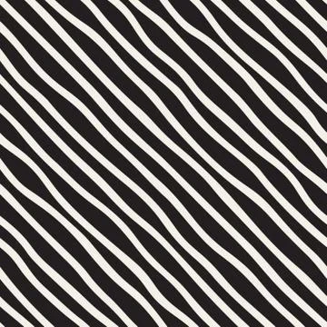 Vector Seamless Black and White Hand Drawn Diagonal Stripes Pattern Illustrazione stock