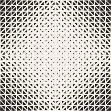 Vector Seamless Black And White Triangle Halftone Grid Geometric Pattern Stock Illustration